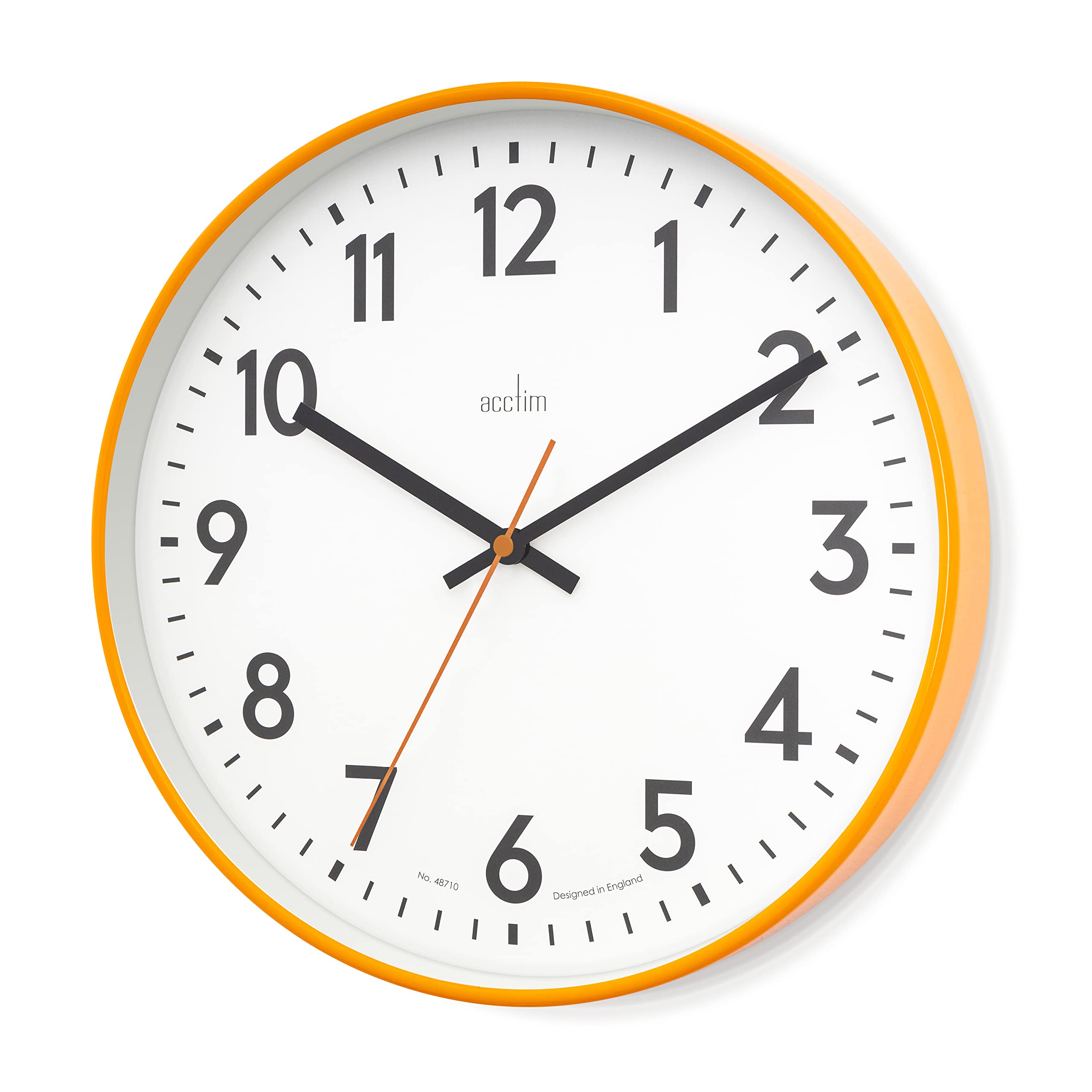 Acctim Hugo Modern Bright 30cm Wall Clock (Tangerine Dream)