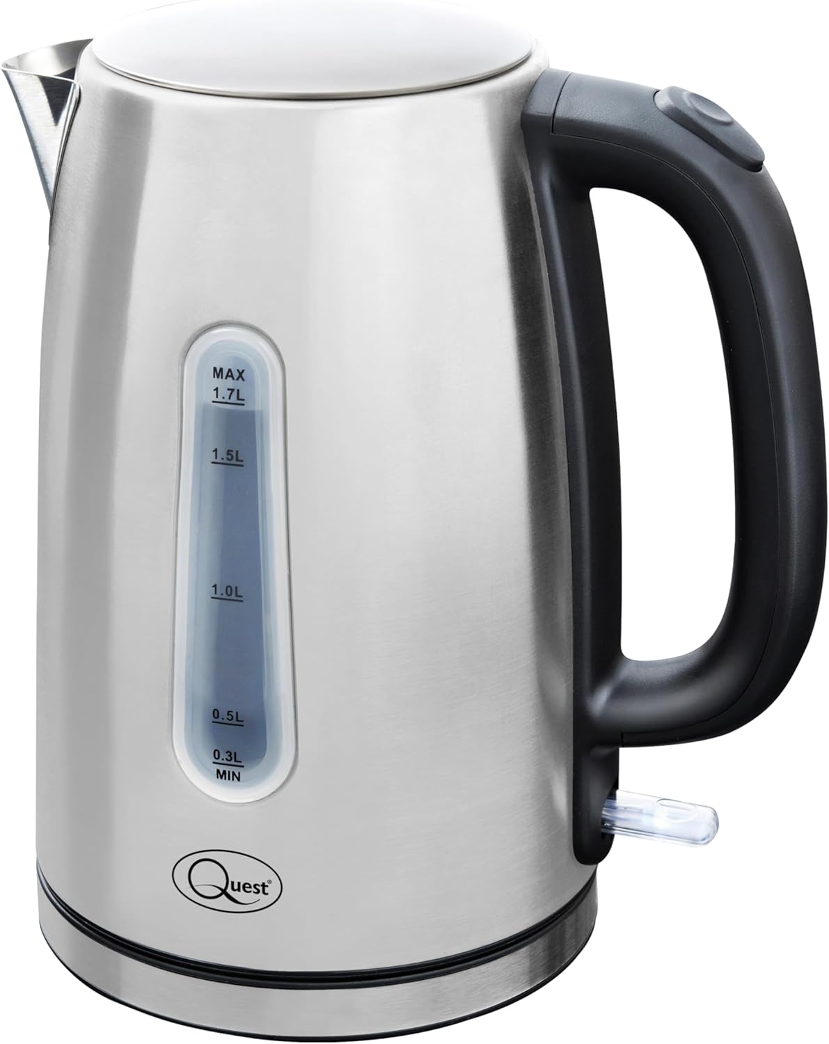 Quest 36890 Fast Boil Glass Kettle / 1.7 Litre Capacity – 7 Cups/Strix Controller/Spout Filter/Overheat Protection/Durable Glass with Water Level Indicators / 3000W