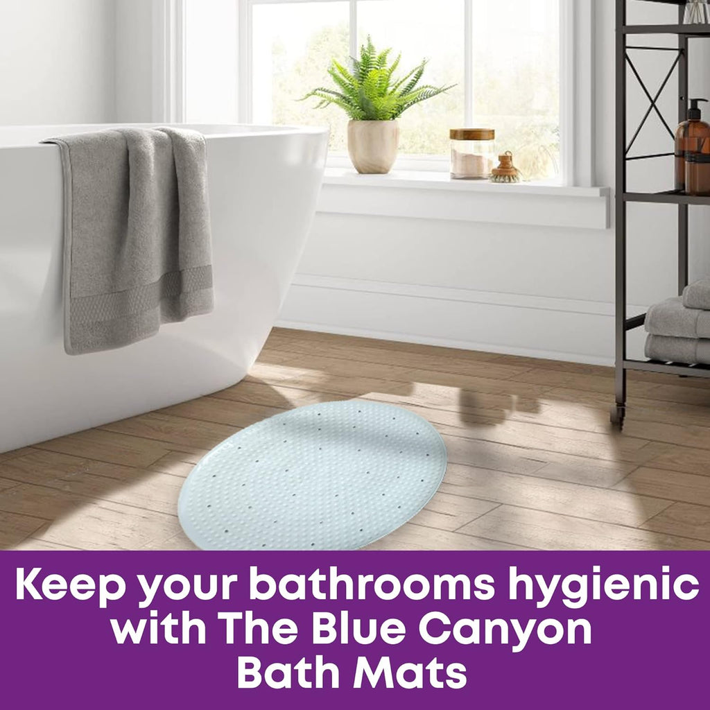 Blue Canyon Nonslip Antibacterial Rubber Shower Mats, Quick Dry Bathmat for Shower with Suction Pads & Drain Holes, Mould Resistant Bathroom Accessory, Durable Bath Rug Runner 53x53 cm – Cream