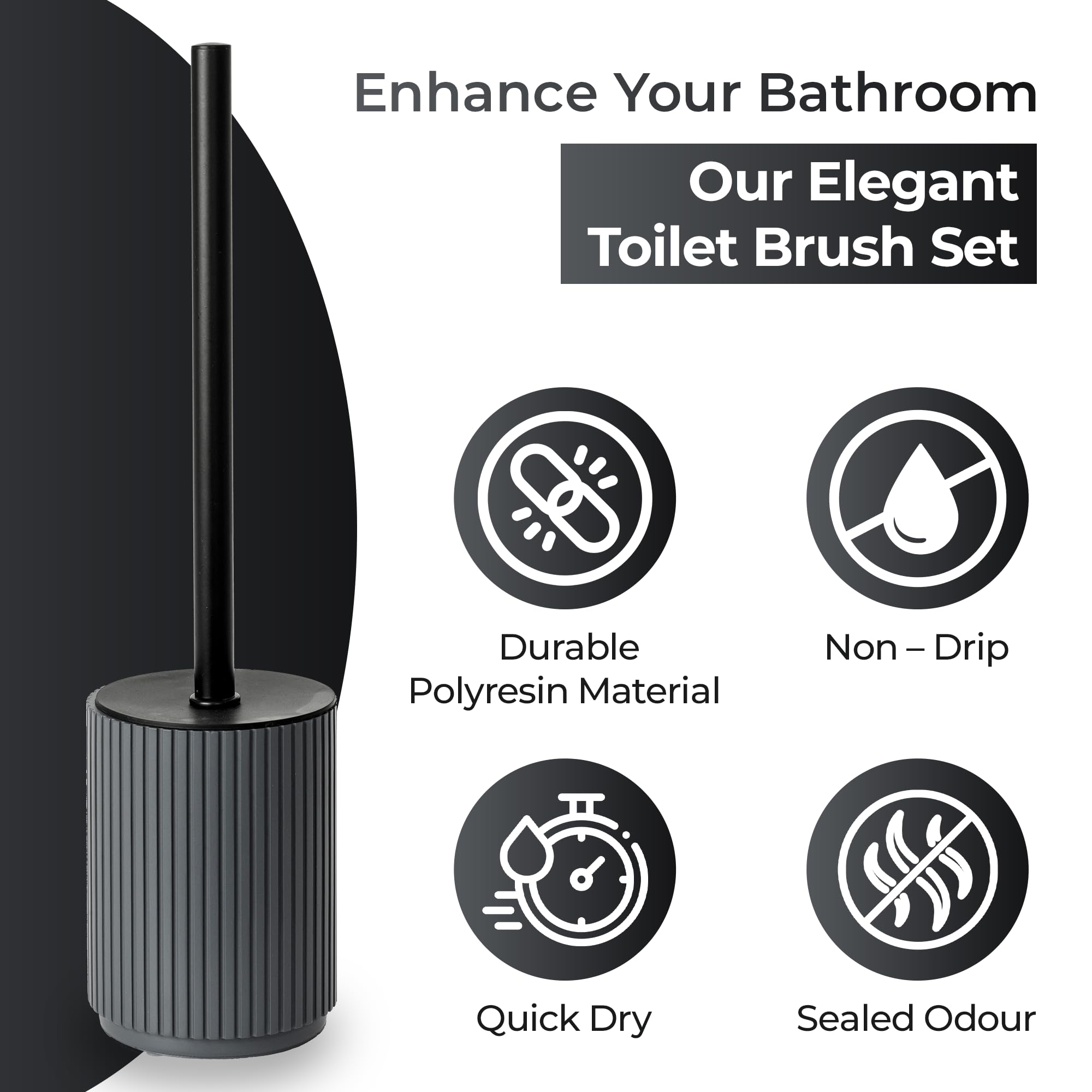 Blue Canyon Berkeley Toilet Brush with Bamboo Lid for Bathroom & Office, Plastic Head for Deep Cleaning, Compact Size, Elegant Design, Odour Free Holder, Hygienic Brush, Blue