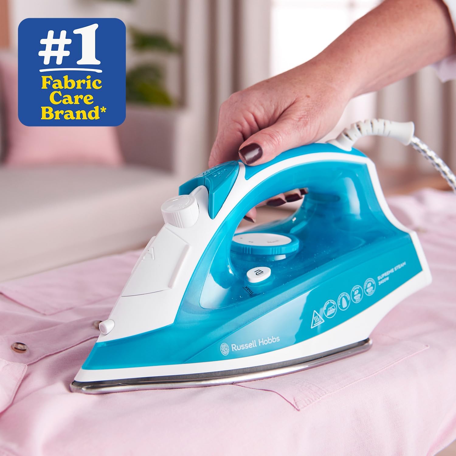 Russell Hobbs Supreme Steam Iron, Powerful Vertical steam Function, Non-Stick Stainless Steel Soleplate, Easy Fill 300ml Water Tank, 110g Steam Shot, 40g Continuous steam, 2m Cord, 2400W, 23061