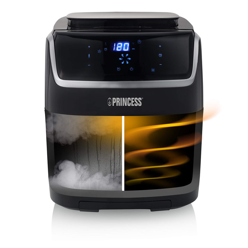Princess 2-in-1 Steam Oven & Aerofryer - Large volume of 6.5L - 1700 W - Touch screen - 8 pre-programmed programs - Accessories Included, Black (01.182080.02.001)