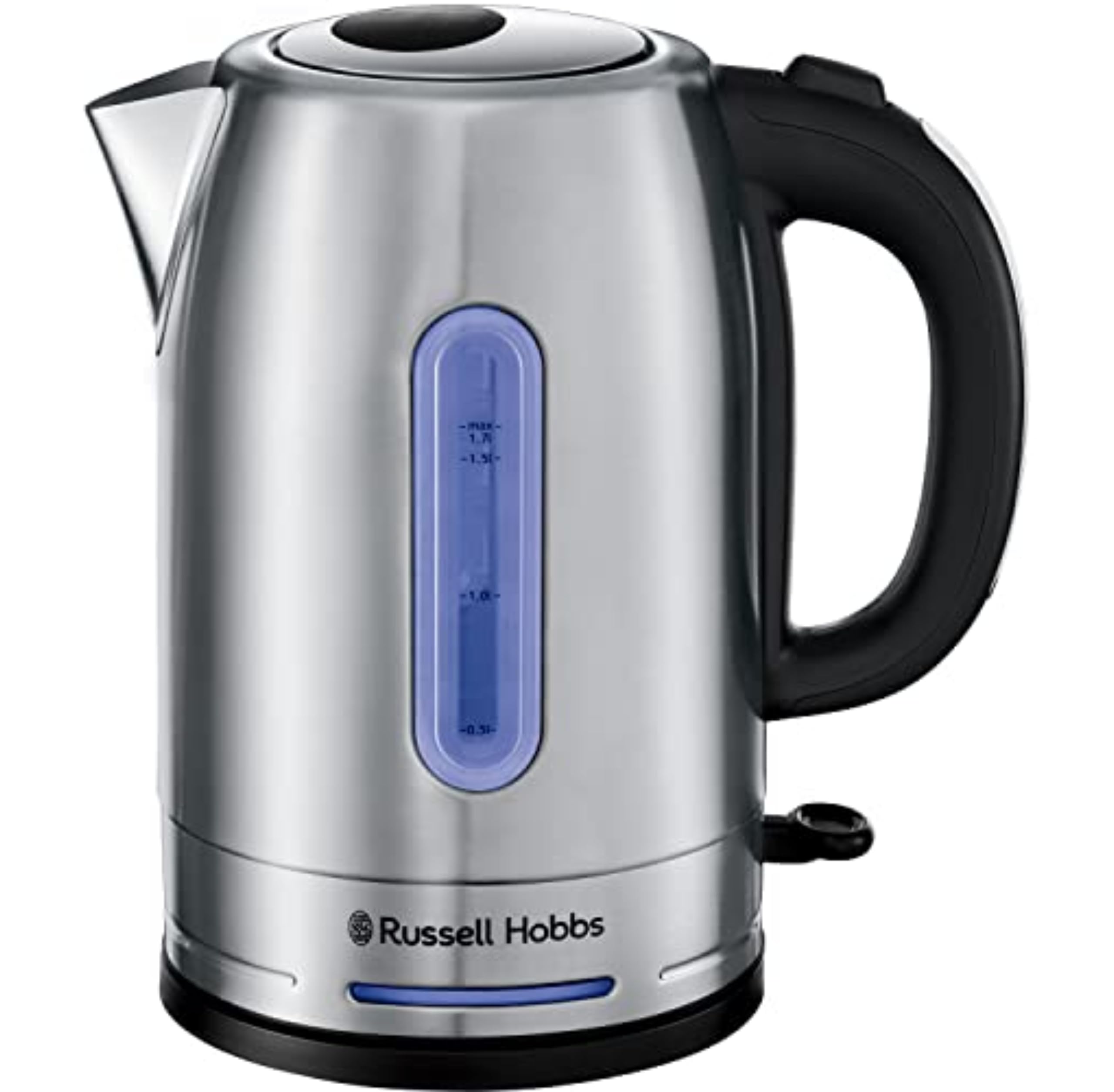 Russell Hobbs Brushed Stainless Steel Electric 1.7L Cordless Kettle (Quiet & Fast Boil 3KW, Removable washable anti-scale filter, Push button lid, Perfect pour spout) 20460