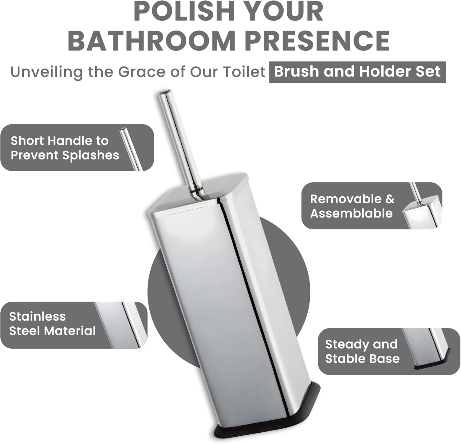 Blue Canyon Axus Toilet Brush & Holder - Stainless Steel