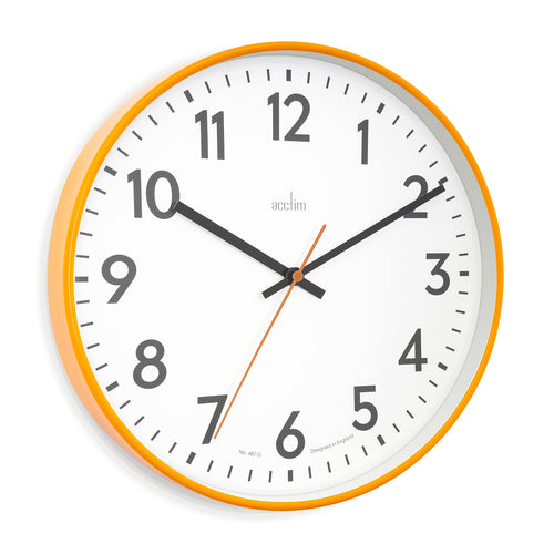 Acctim Hugo Modern Bright 30cm Wall Clock (Tangerine Dream)