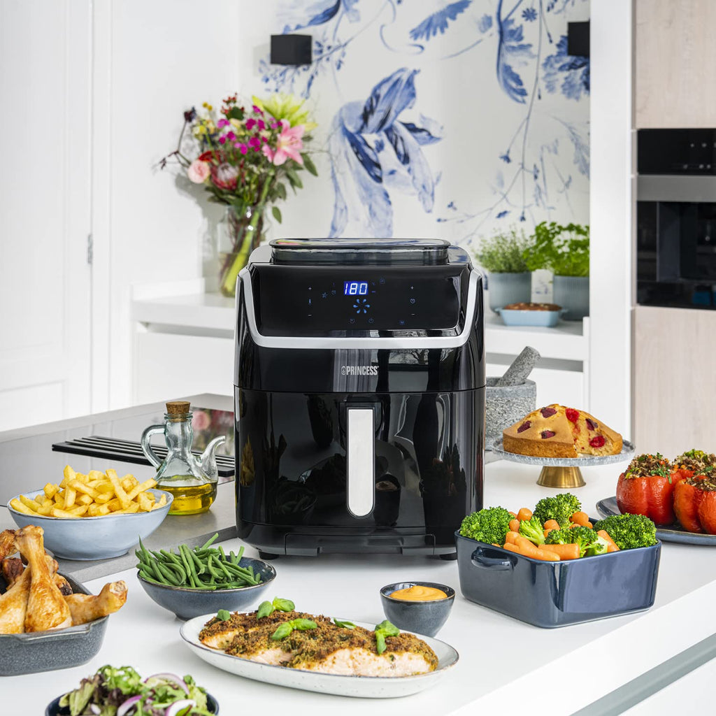 Princess 2-in-1 Steam Oven & Aerofryer - Large volume of 6.5L - 1700 W - Touch screen - 8 pre-programmed programs - Accessories Included, Black (01.182080.02.001)