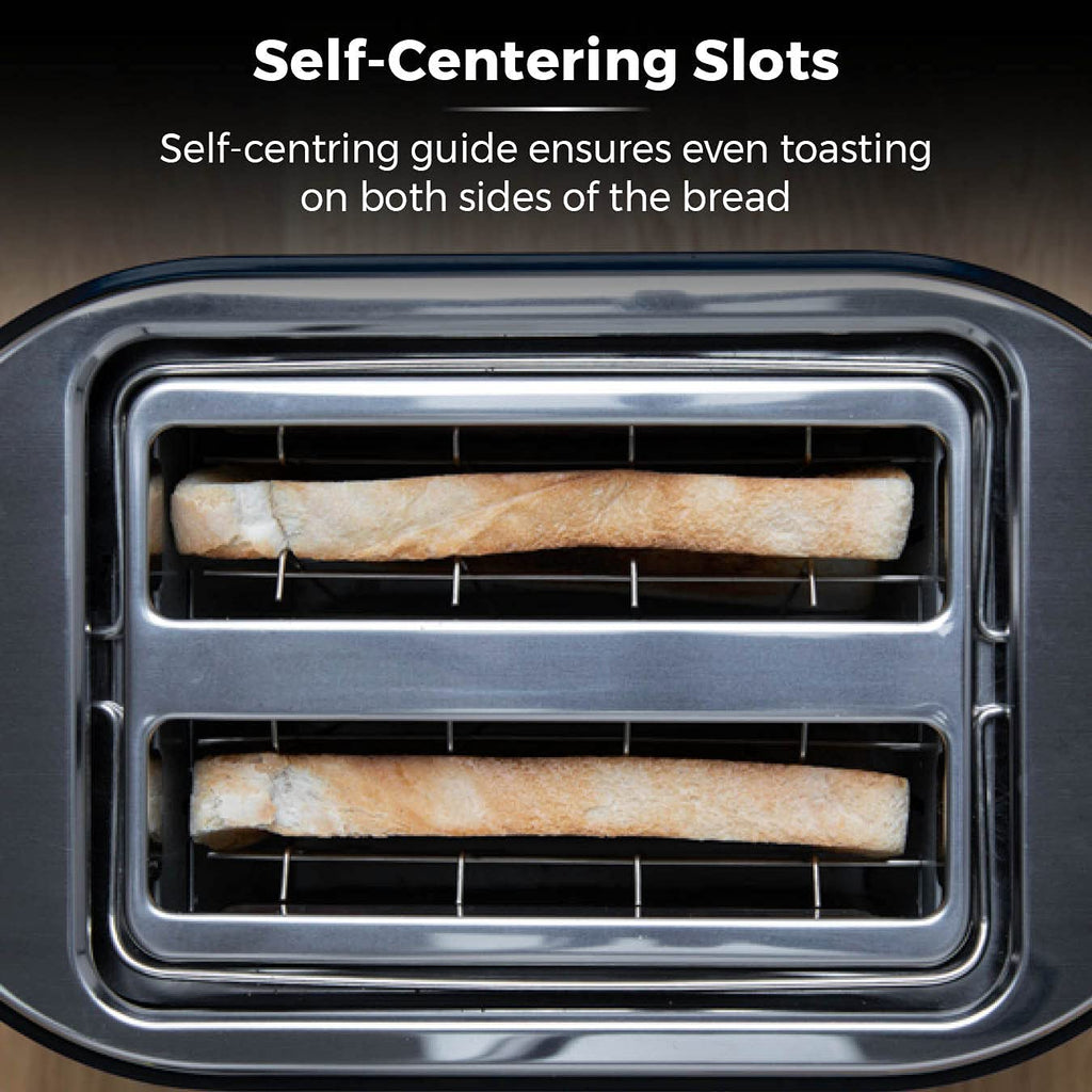 Tower T20043GRP Belle 2-Slice Toaster with 7 Browning Settings, Defrost/Reheat/Cancel, 800 W, Graphite