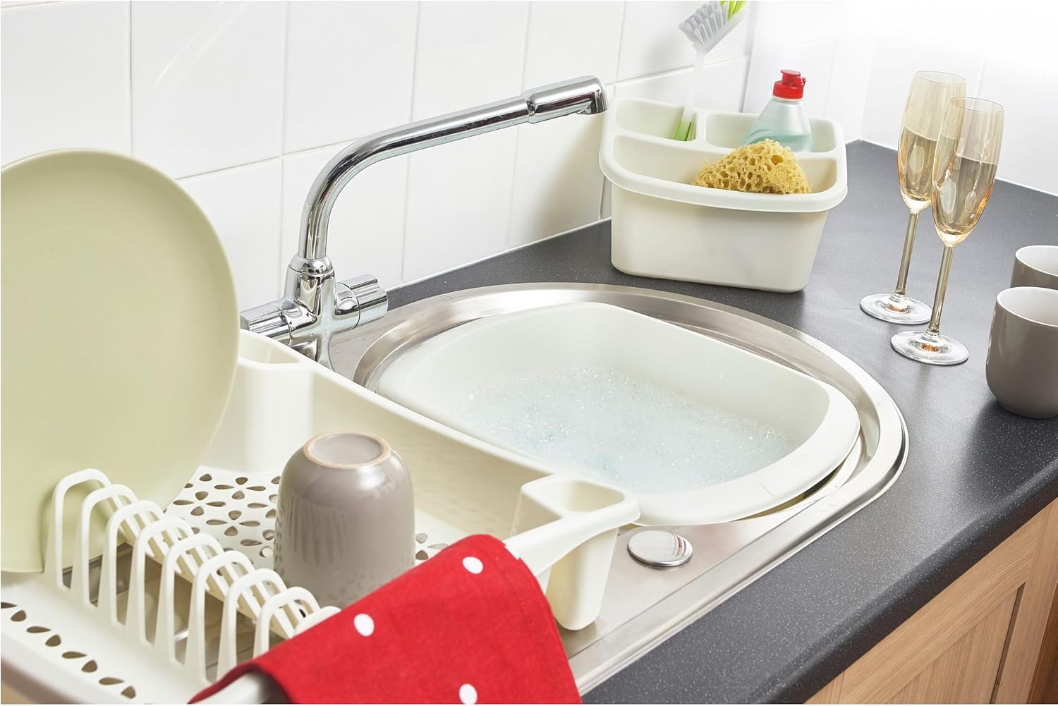 Whitefurze Rectangular Bowl, Plastic, Black, Large