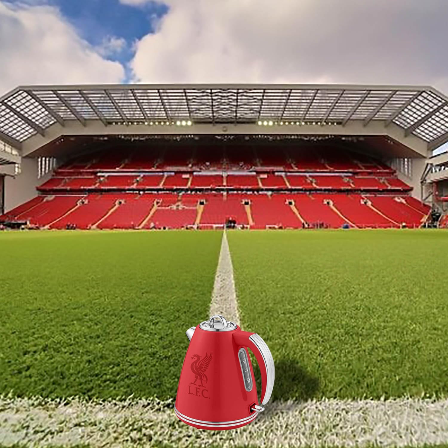 Swan Liverpool F.C 1.5 Litre Retro Jug Kettle, Red, 360 Degree Rotational Base, Stainless Steel, SK19020LIVRN