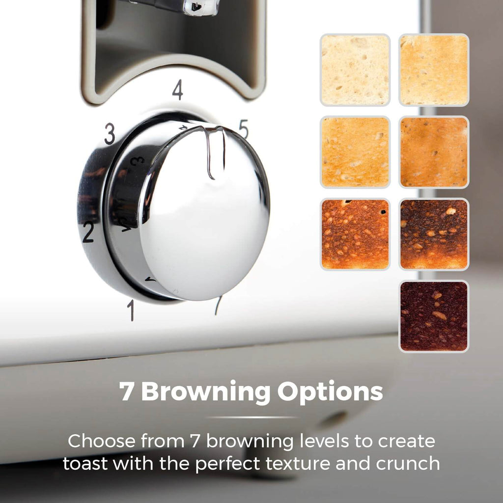 Tower, T20080BLK, Ash 2-Slice Toaster with 7 Browning Levels, Defrost/Reheat/Cancel, 925W, Black & Chrome