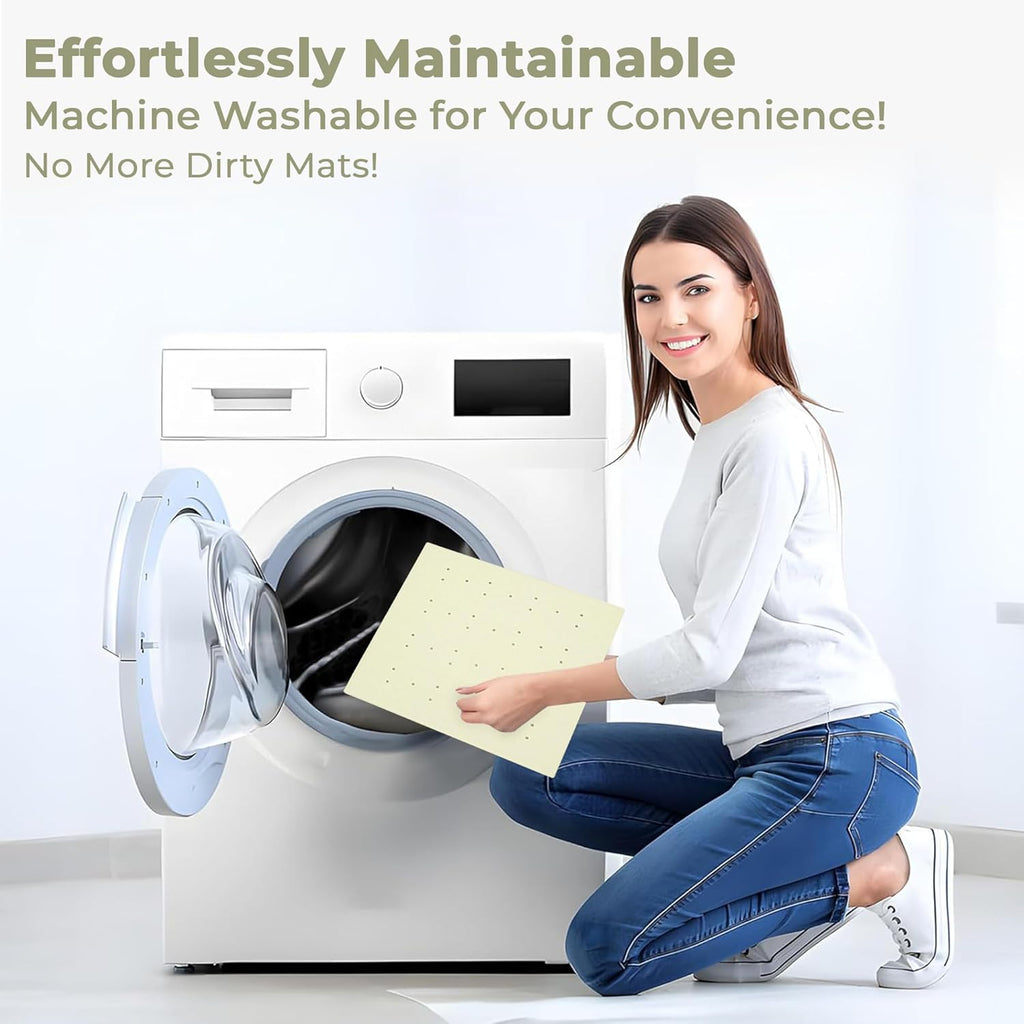 Blue Canyon Nonslip Antibacterial Rubber Shower Mats, Quick Dry Bathmat for Shower with Suction Pads & Drain Holes, Mould Resistant Bathroom Accessory, Durable Bath Rug Runner 53x53 cm – Cream