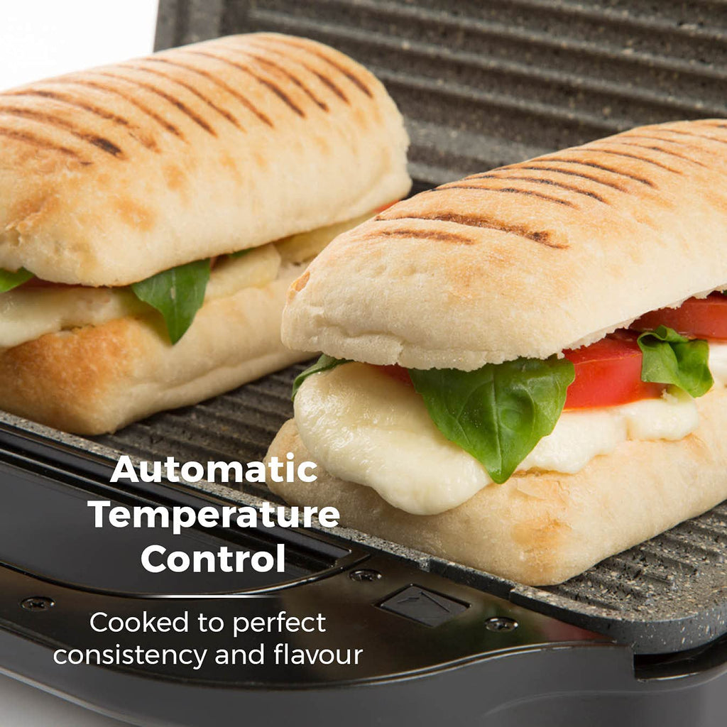 Tower T27038 Health Grill and Panini Grill with Non-Stick Cerastone Coating, 750W, Black & Stainless Steel