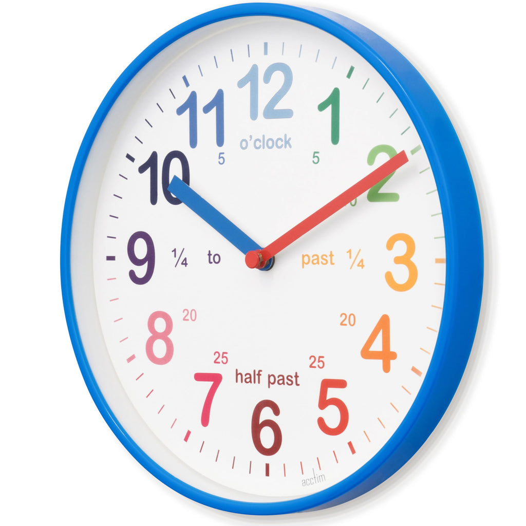 Acctim Wickford Kids Teaching Wall Clock Quartz Rainbow Dial Quarter Markers Pink 20cm 22520