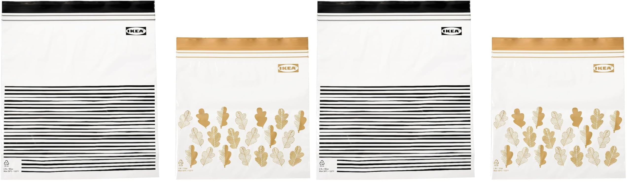 50 IKEA resealable bags (ISTAD) - GREY - ziplock - food freezer sandwich bags - 25 x 1.2L + 25 x 2.5L …