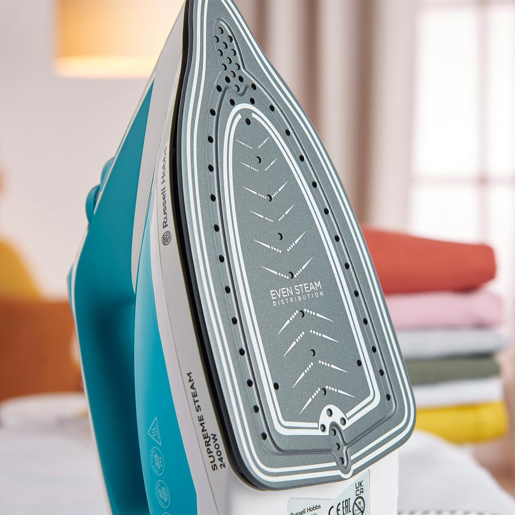 Russell Hobbs Supreme Steam Iron, Powerful Vertical steam Function, Non-Stick Stainless Steel Soleplate, Easy Fill 300ml Water Tank, 110g Steam Shot, 40g Continuous steam, 2m Cord, 2400W, 23040