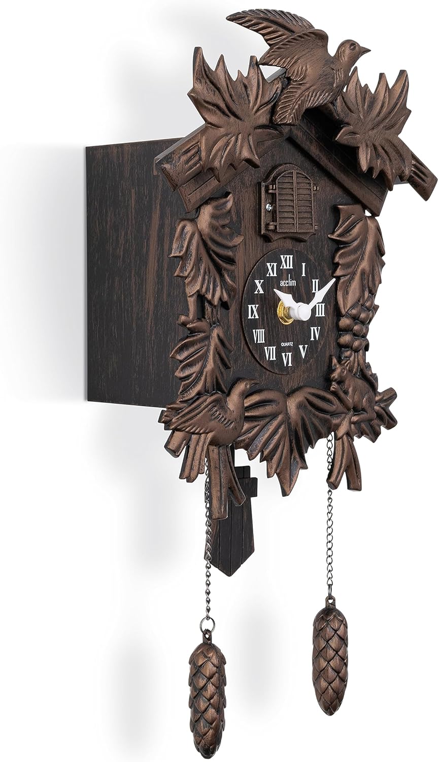 Acctim Hamburg Cuckoo Pendulum Wall Clock, Black Brown