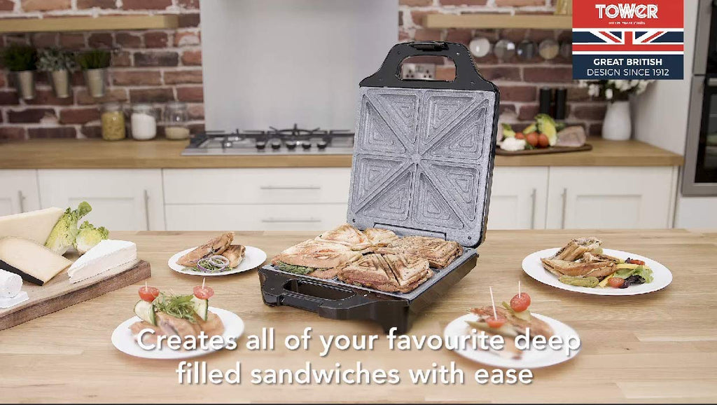 Tower T27038 Health Grill and Panini Grill with Non-Stick Cerastone Coating, 750W, Black & Stainless Steel