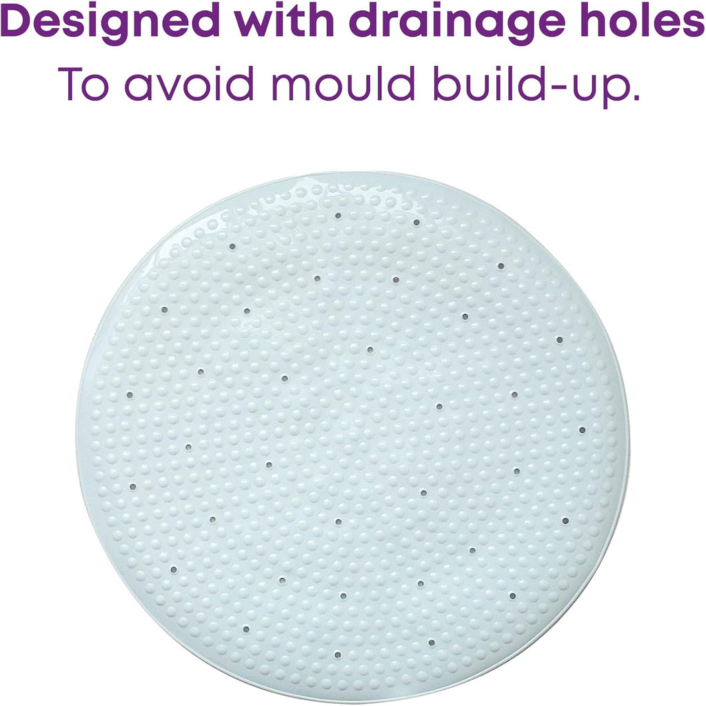 Blue Canyon Nonslip Antibacterial Rubber Shower Mats, Quick Dry Bathmat for Shower with Suction Pads & Drain Holes, Mould Resistant Bathroom Accessory, Durable Bath Rug Runner 53x53 cm – Cream