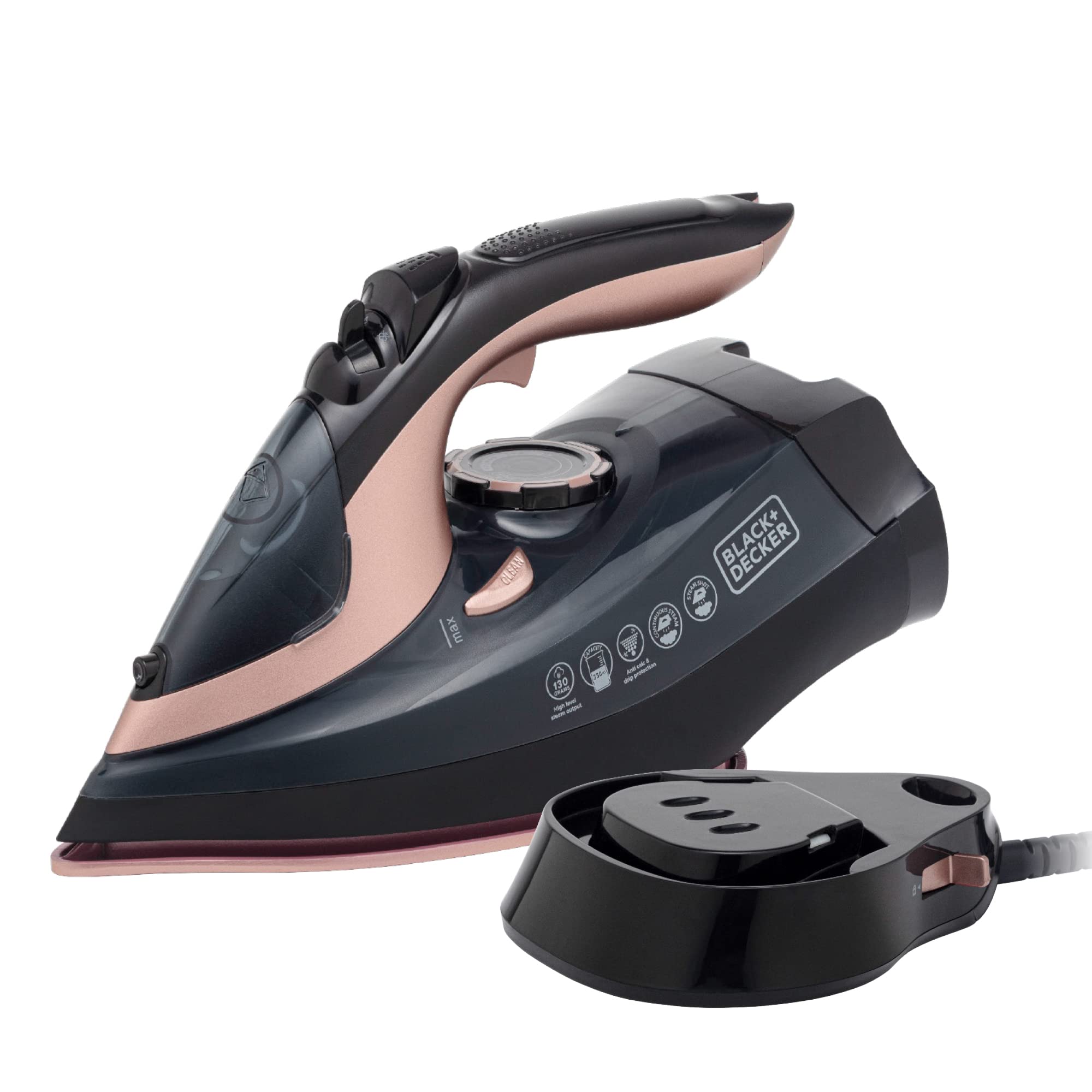 BLACK+DECKER BXIR22002GB Steam Iron with Ceramic Soleplate, 2800W, Black and Aqua