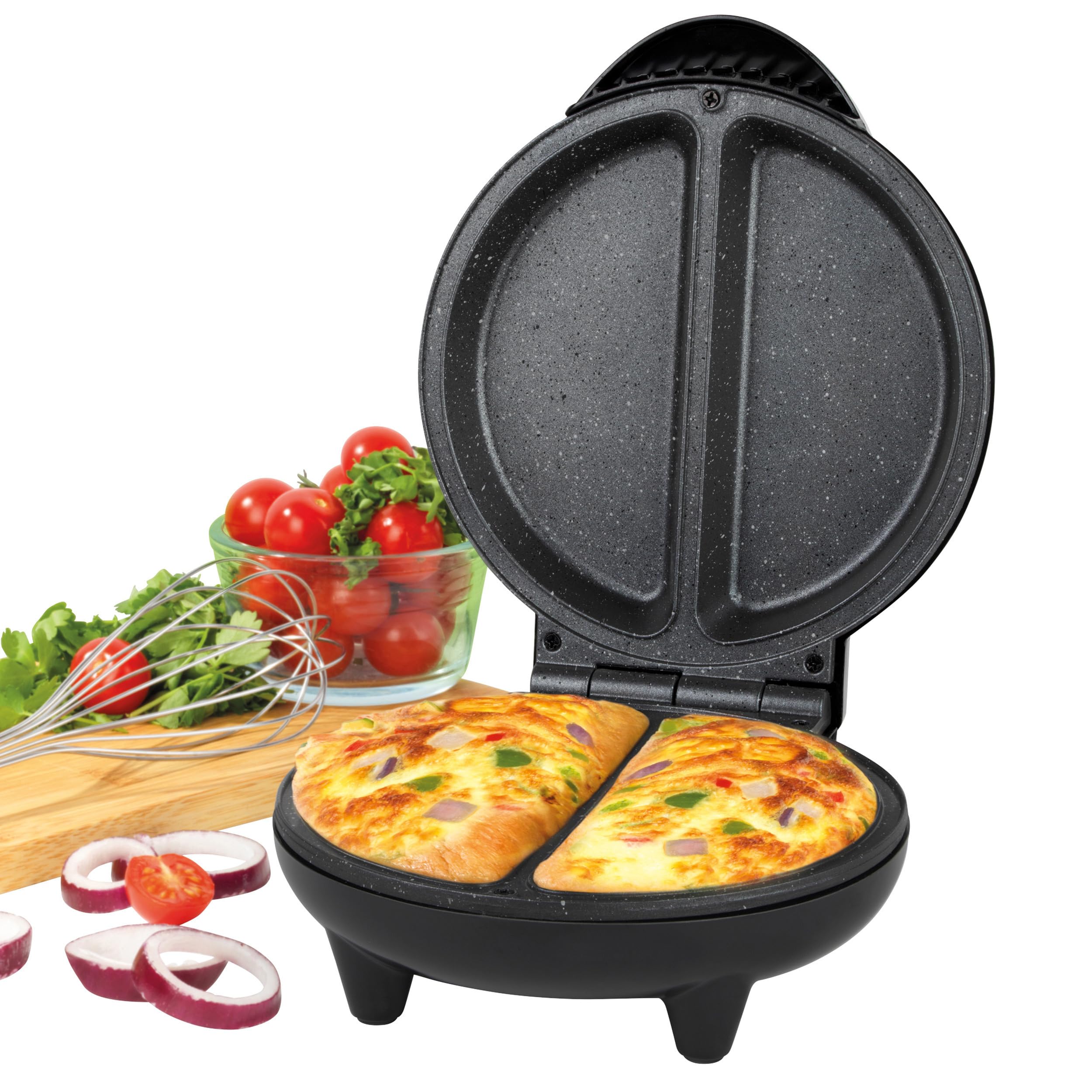 Progress EK5852P Double Waffle Maker – Electric Dessert Maker, Non-Stick Cooking Plates, Belgian/American Waffle Iron, Automatic Temperature Control, Carry Handle, Power/Ready Indicator Lights, 750W