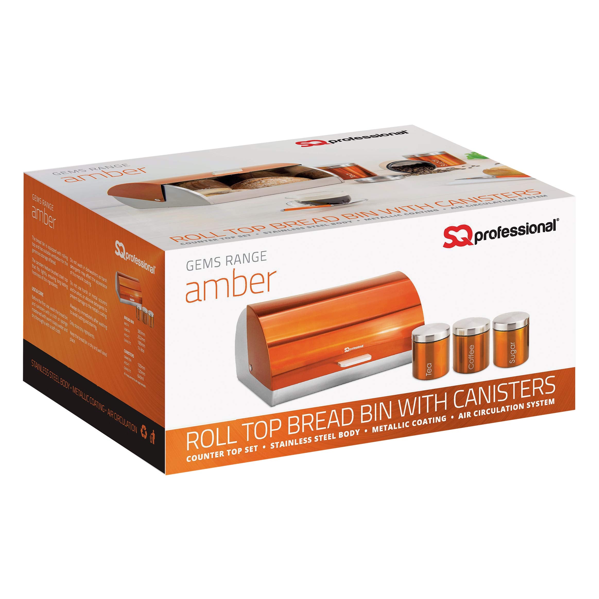 Gems Metallic Bread Bin and Canisters - Orange Red Silver Green Black Purple Blue (Amethyst)