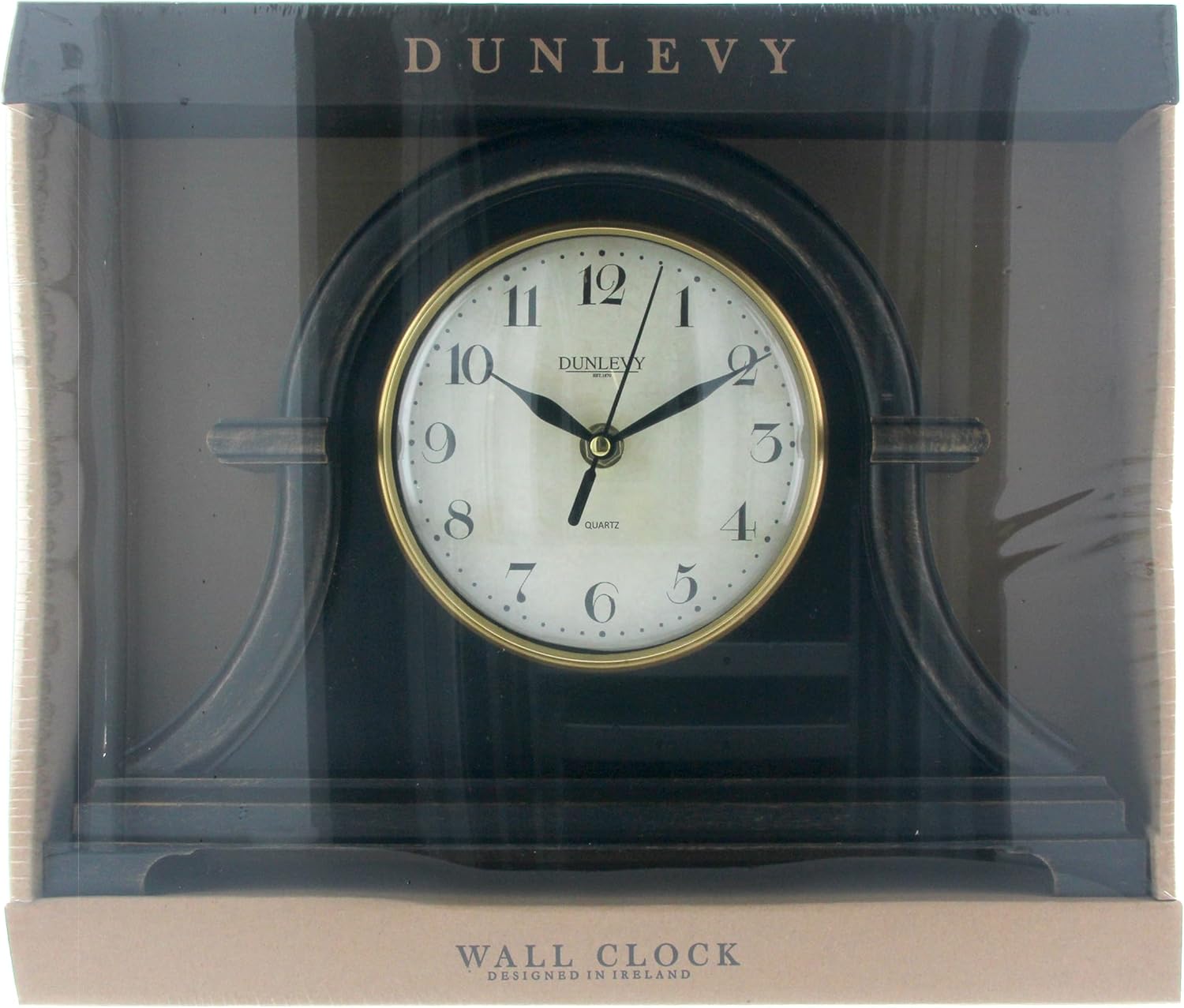 Mantel Clock Quartz Numbers Mantle Clock Arched Design Battery Operated Freestanding Decorative Retro Table Desk Bedside Shelf Fireplace Clock Analogue Vintage Home Living Room Kitchen Office (Black)