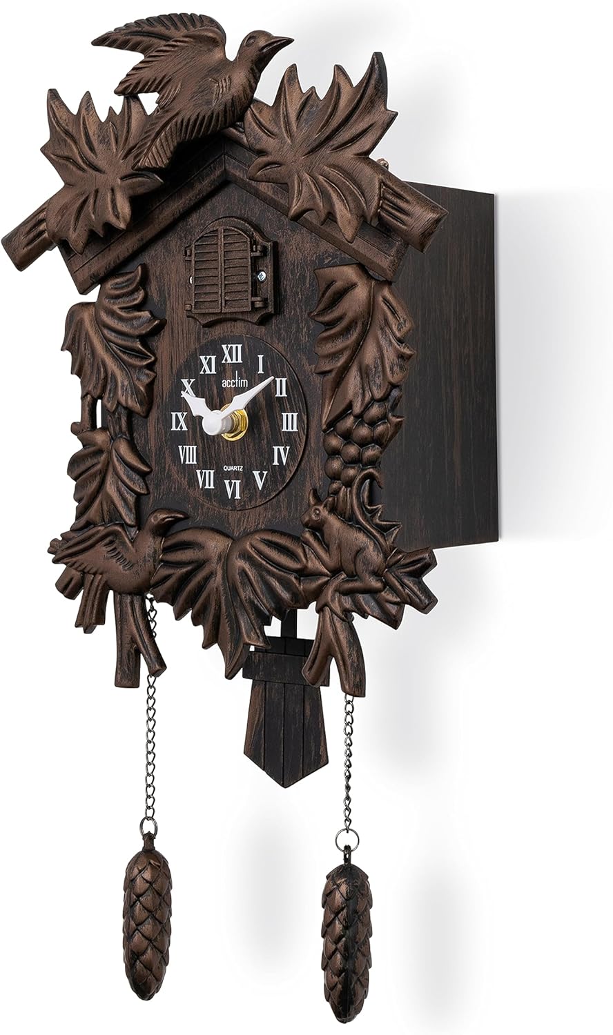 Acctim Hamburg Cuckoo Pendulum Wall Clock, Black Brown