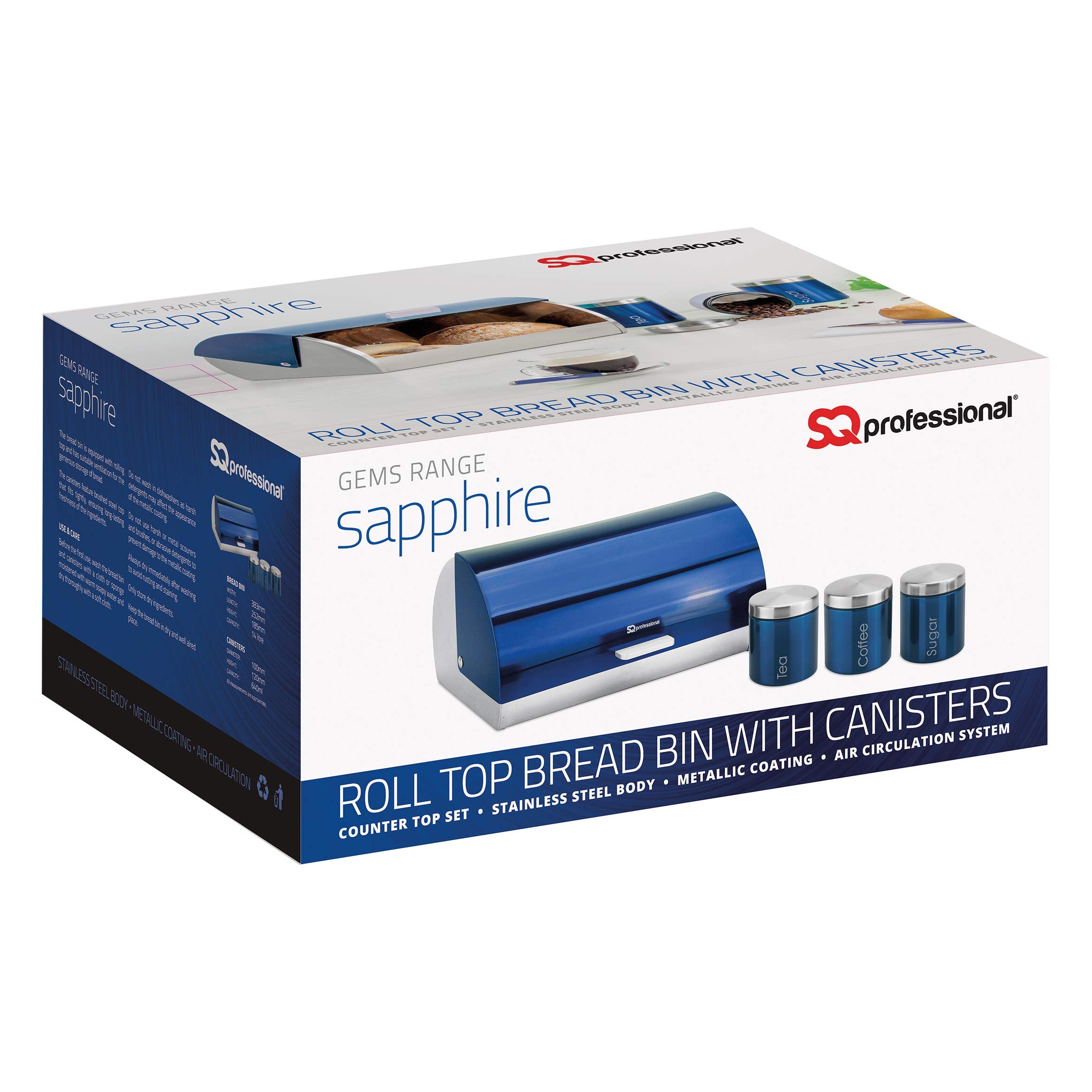 Gems Metallic Bread Bin and Canisters - Orange Red Silver Green Black Purple Blue (Amethyst)