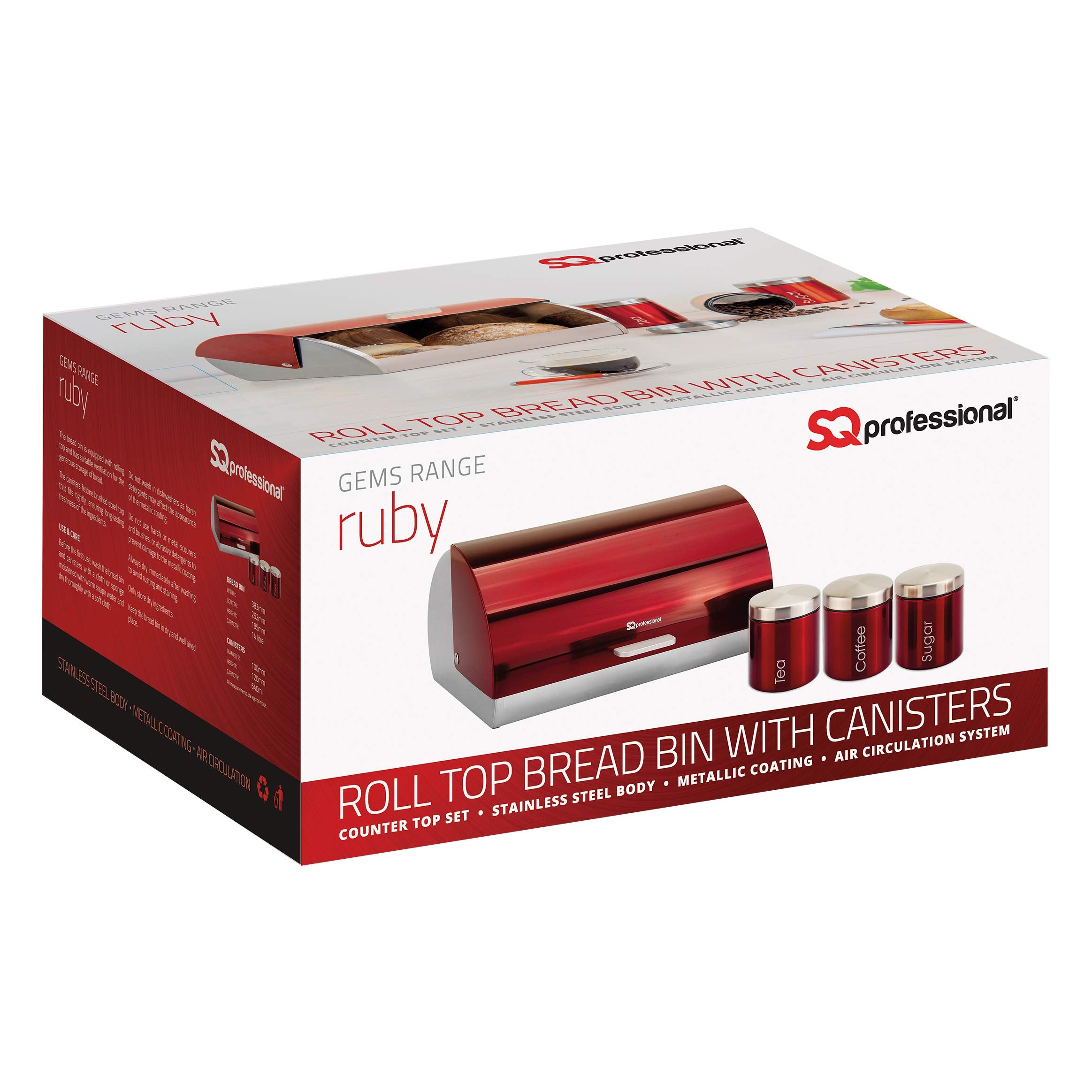 Gems Metallic Bread Bin and Canisters - Orange Red Silver Green Black Purple Blue (Amethyst)