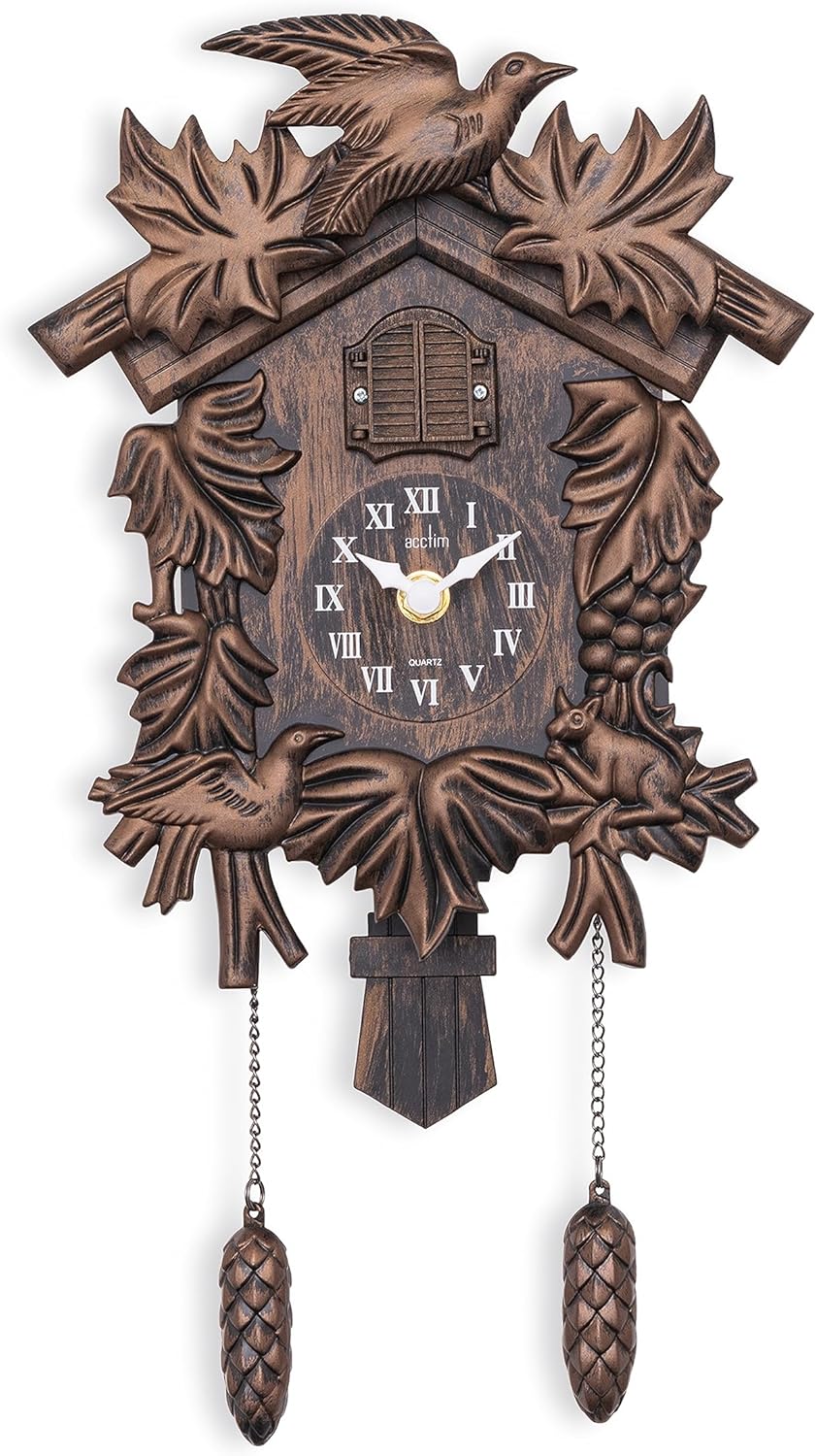 Acctim Hamburg Cuckoo Pendulum Wall Clock, Black Brown