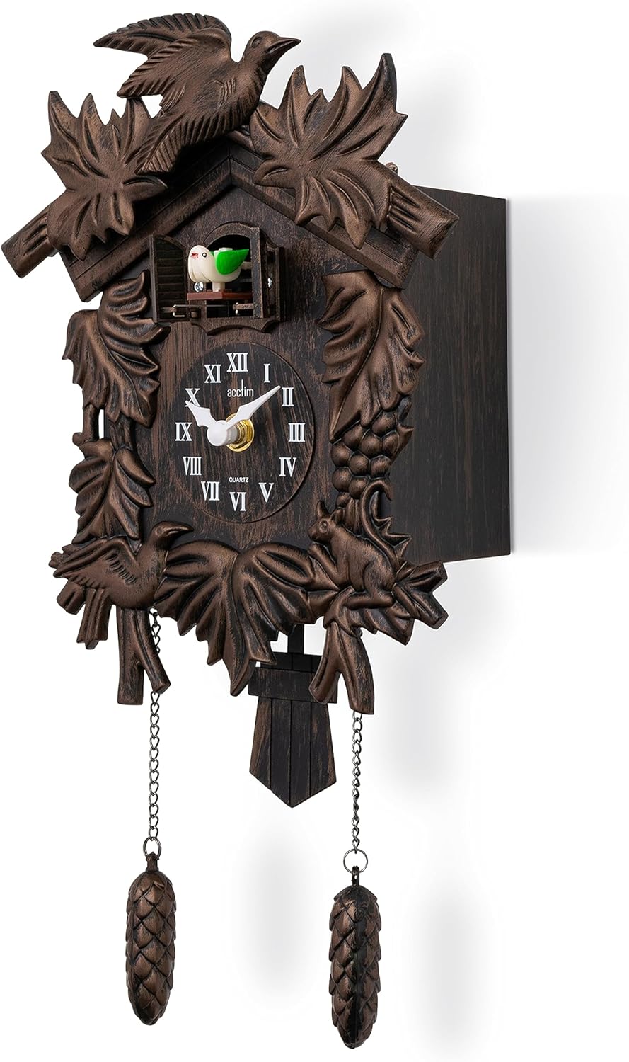 Acctim Hamburg Cuckoo Pendulum Wall Clock, Black Brown