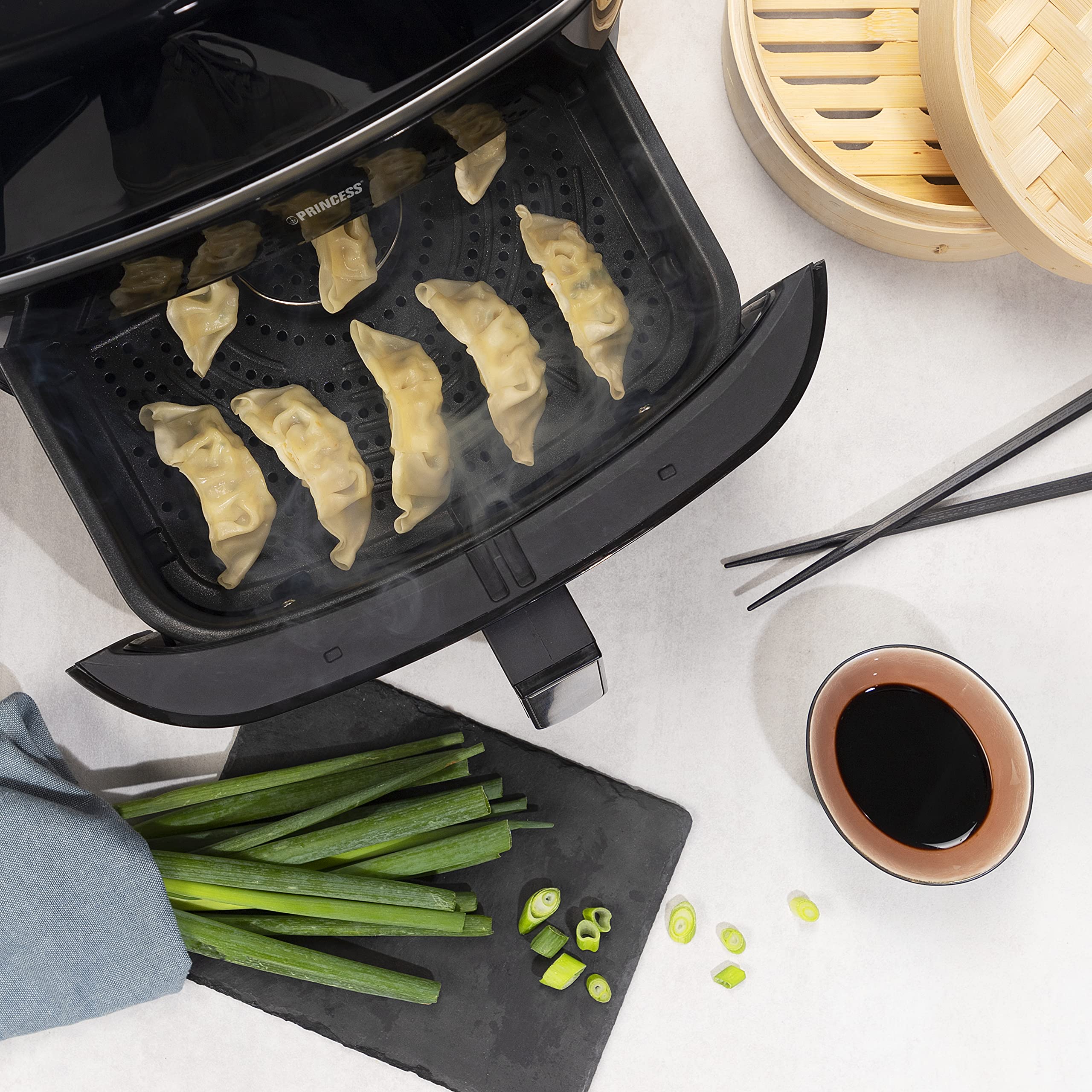 Princess 2-in-1 Steam Oven & Aerofryer - Large volume of 6.5L - 1700 W - Touch screen - 8 pre-programmed programs - Accessories Included, Black (01.182080.02.001)