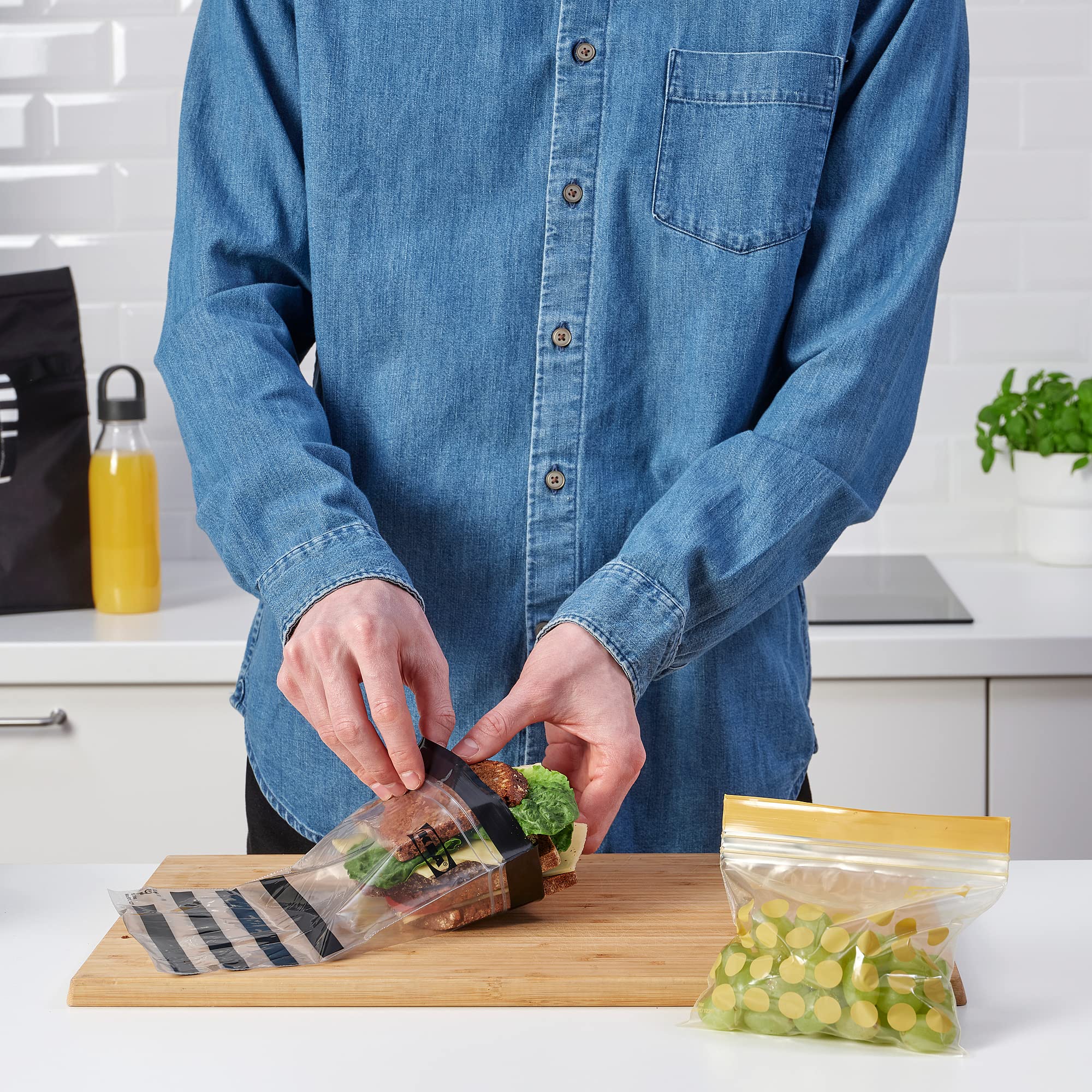 50 IKEA resealable bags (ISTAD) - GREY - ziplock - food freezer sandwich bags - 25 x 1.2L + 25 x 2.5L …